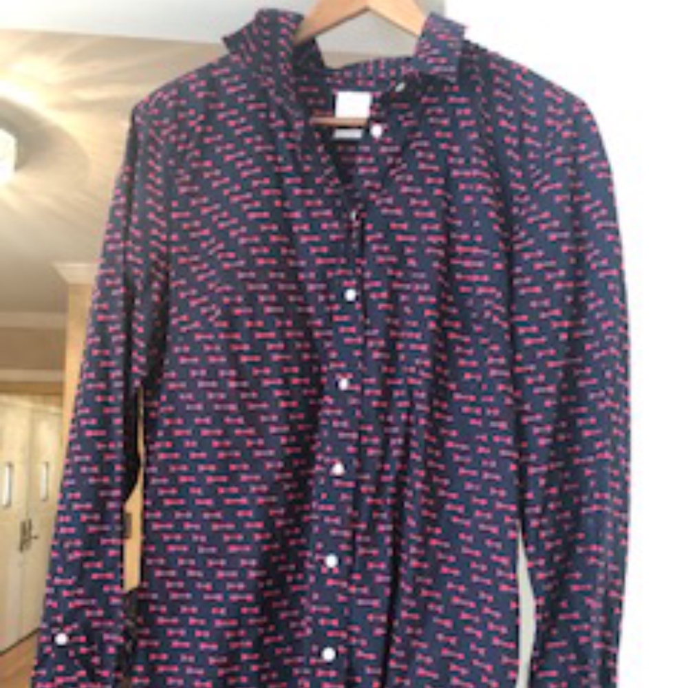 Navy and red Gap button down with arrows